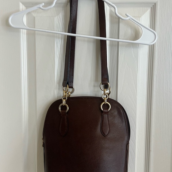 Saks Fifth Avenue Vintage Dark Brown Calfskin and Brass Bucket Bag - Picture 3 of 16